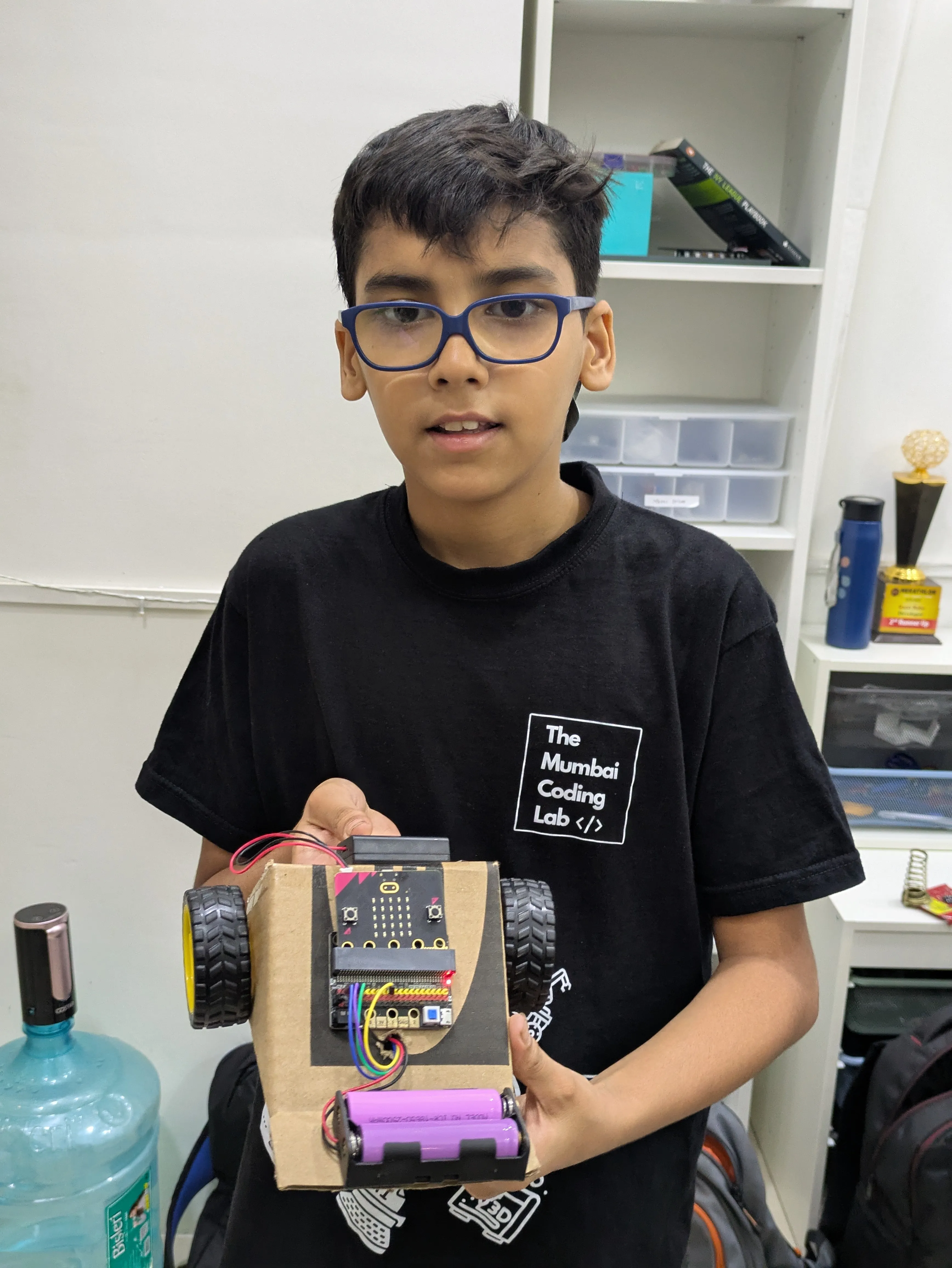 Lakshiv Showing His Completed Project